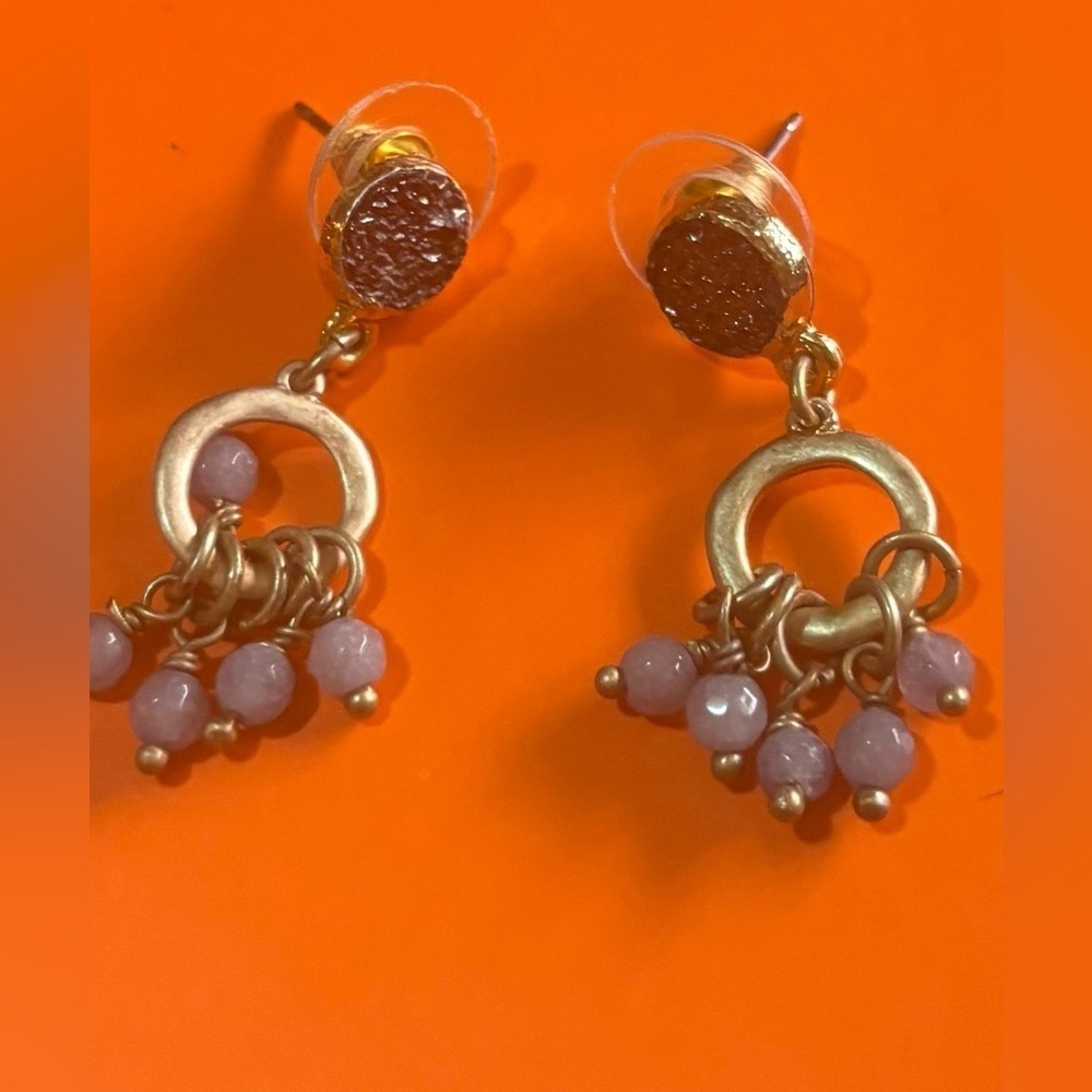 Fashion jewelry cubicle zirconia gold dipped earrings